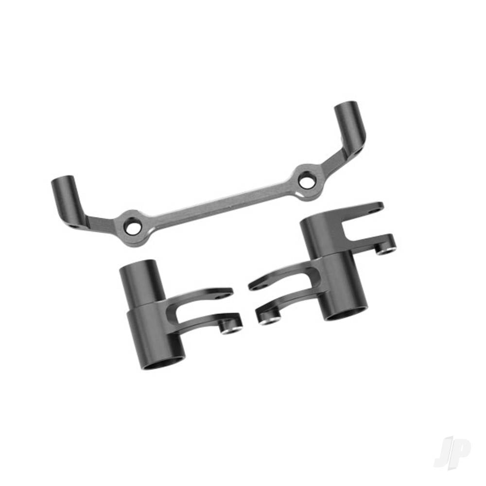 Steering bellcranks drag link (gray-anodised 6061-T6 aluminium)/ 5x8x2.5mm ball bearings (2)/ 6x10x3mm ball bearings (2) hardware
