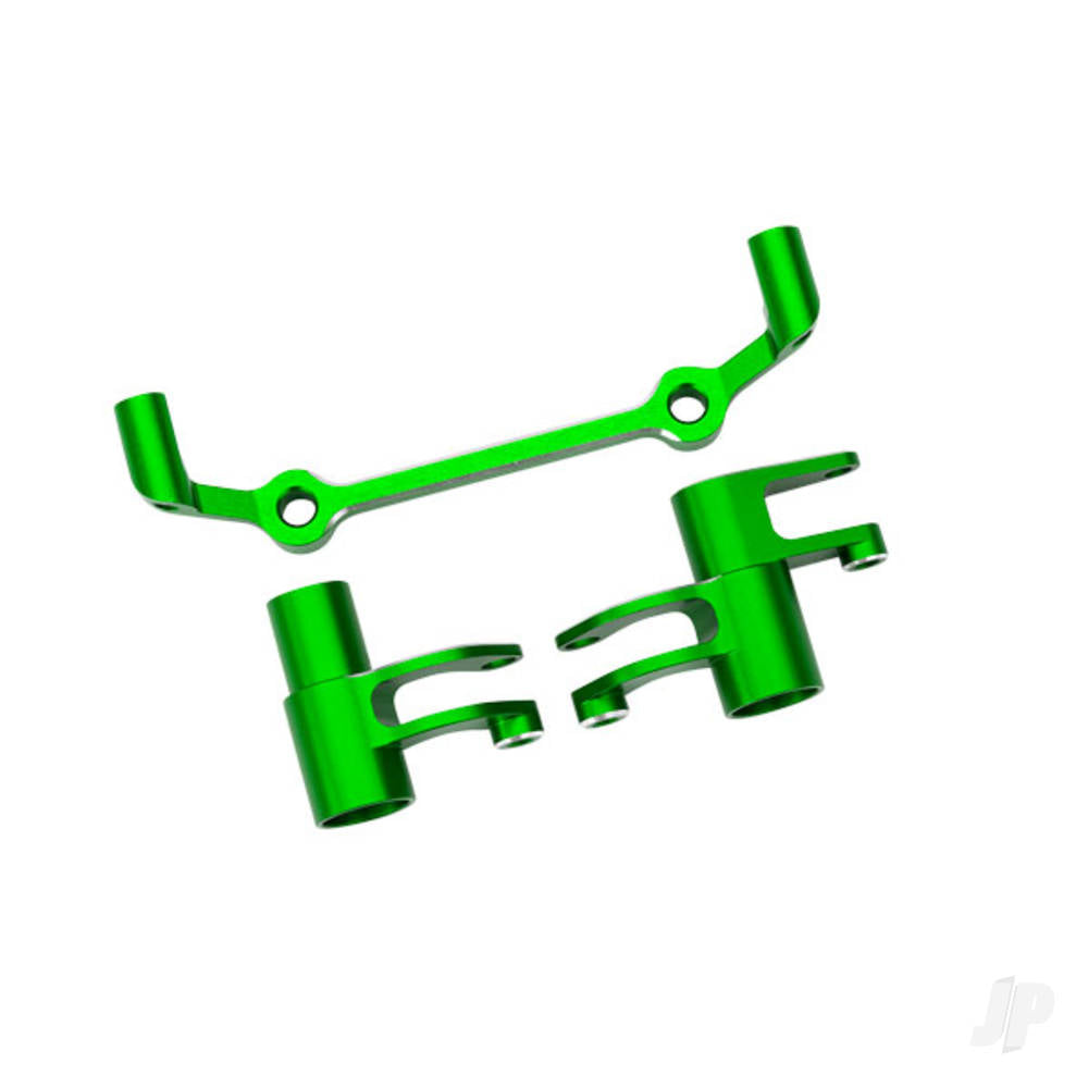 Steering bellcranks drag link (green-anodised 6061-T6 aluminium)/ 5x8x2.5mm ball bearings (2)/ 6x10x3mm ball bearings (2)/ hardware
