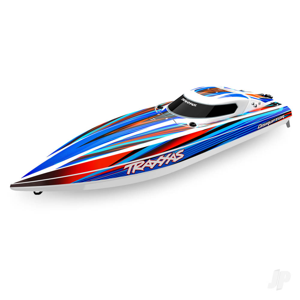 Traxxas Disruptor 4S VXL 1:10 26in Electric Brushless Race Boat with Rapid Right Blue (+ TQ 2-ch VXL-4s marine Velineon 540XL)