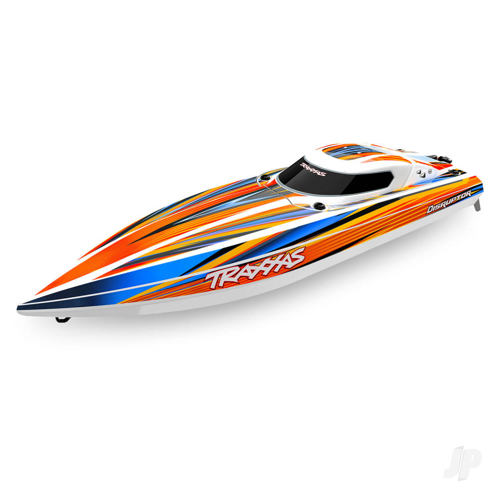 Traxxas Disruptor 4S VXL 1:10 26in Electric Brushless Race Boat with Rapid Right - Orange (+ TQ 2-ch/VXL-4S Marine Velineon 540XL)