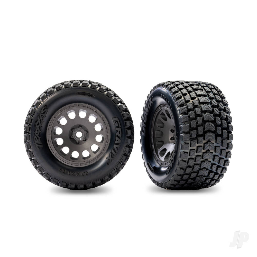 Tyres & wheels assembled (charcoal grey wheels dual profile (2.1 outer 2.6 inner) Gravix tyres foam inserts) (rear) (left & right)