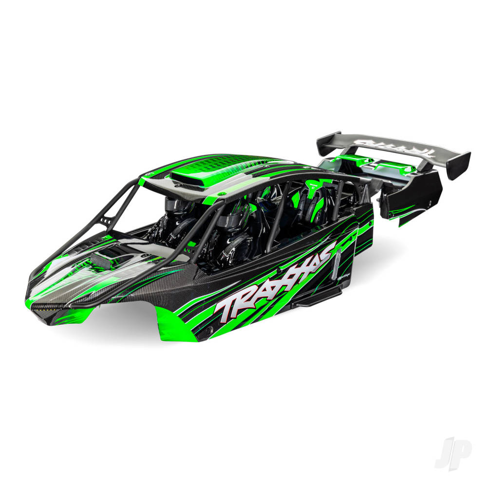 Traxxas Body Funco Pro Scale Sand Car green (painted decals applied) (assembled with front & rear body supports for clipless mounting roll cage & interior)
