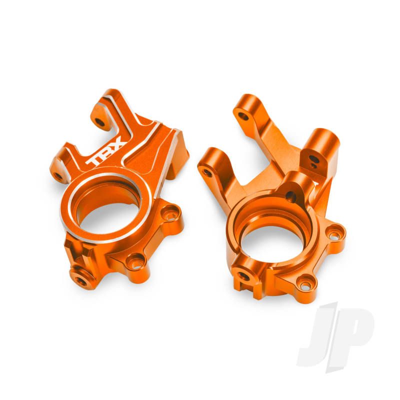 Traxxas Steering blocks 6061-T6 aluminium (orange-anodised) (left & right) 3x8mm BCS (with threadlock) (2) 4x35mm BCS (with threadlock) (2)
