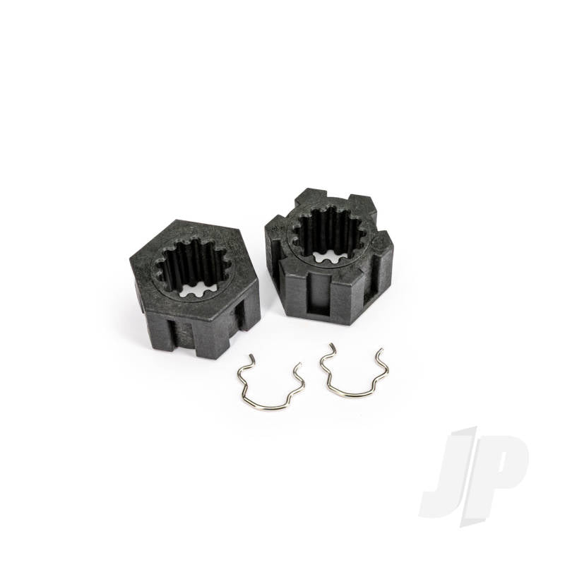 Traxxas Wheel hubs hex front (2)/ hex clips (2)