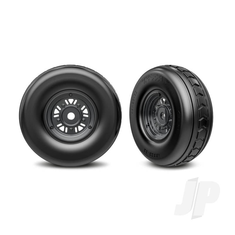 Traxxas Wheels & Tyres assembled glued (Pro Scale Sand Car black chrome wheels dual profile tyres