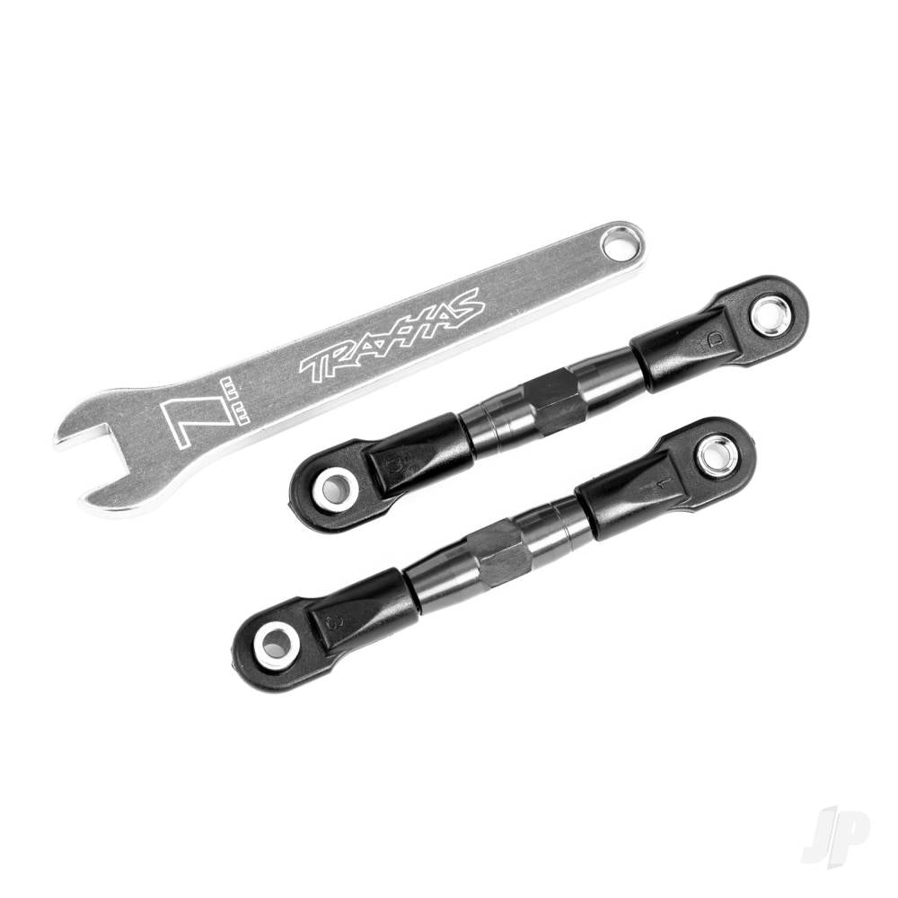 Camber links rear (Tubes charcoal gray-anodised 7075-T6 aluminium stronger than titanium) (2) (assembled with rod ends and hollow balls)/ aluminium wrench (1) (fits Drag Slash)