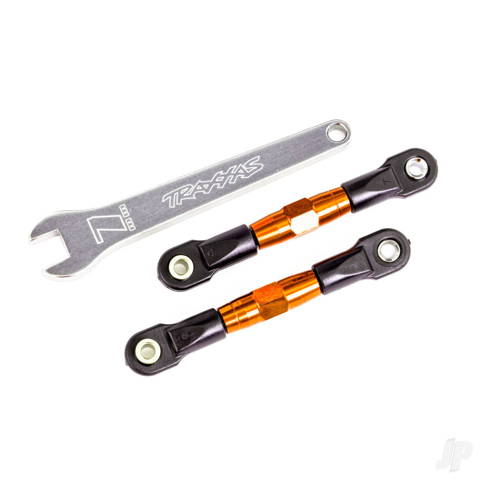 Camber links rear (Tubes orange-anodised 7075-T6 aluminium stronger than titanium) (2) (assembled with rod ends and hollow balls)/ aluminium wrench (1) (fits Drag Slash)