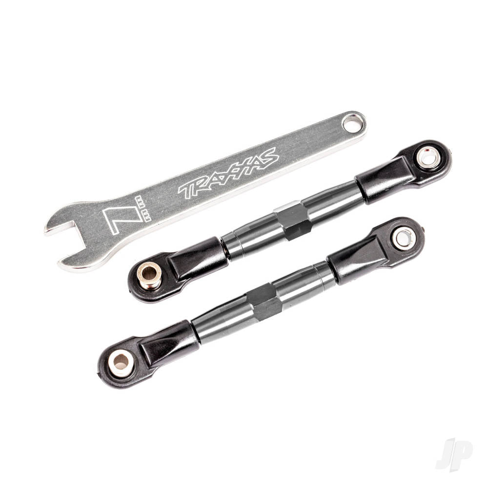 Camber links front (Tubes charcoal gray-anodised 7075-T6 aluminium stronger than titanium) (2) (assembled with rod ends and hollow balls)/ aluminium wrench (1) (fits Drag Slash)