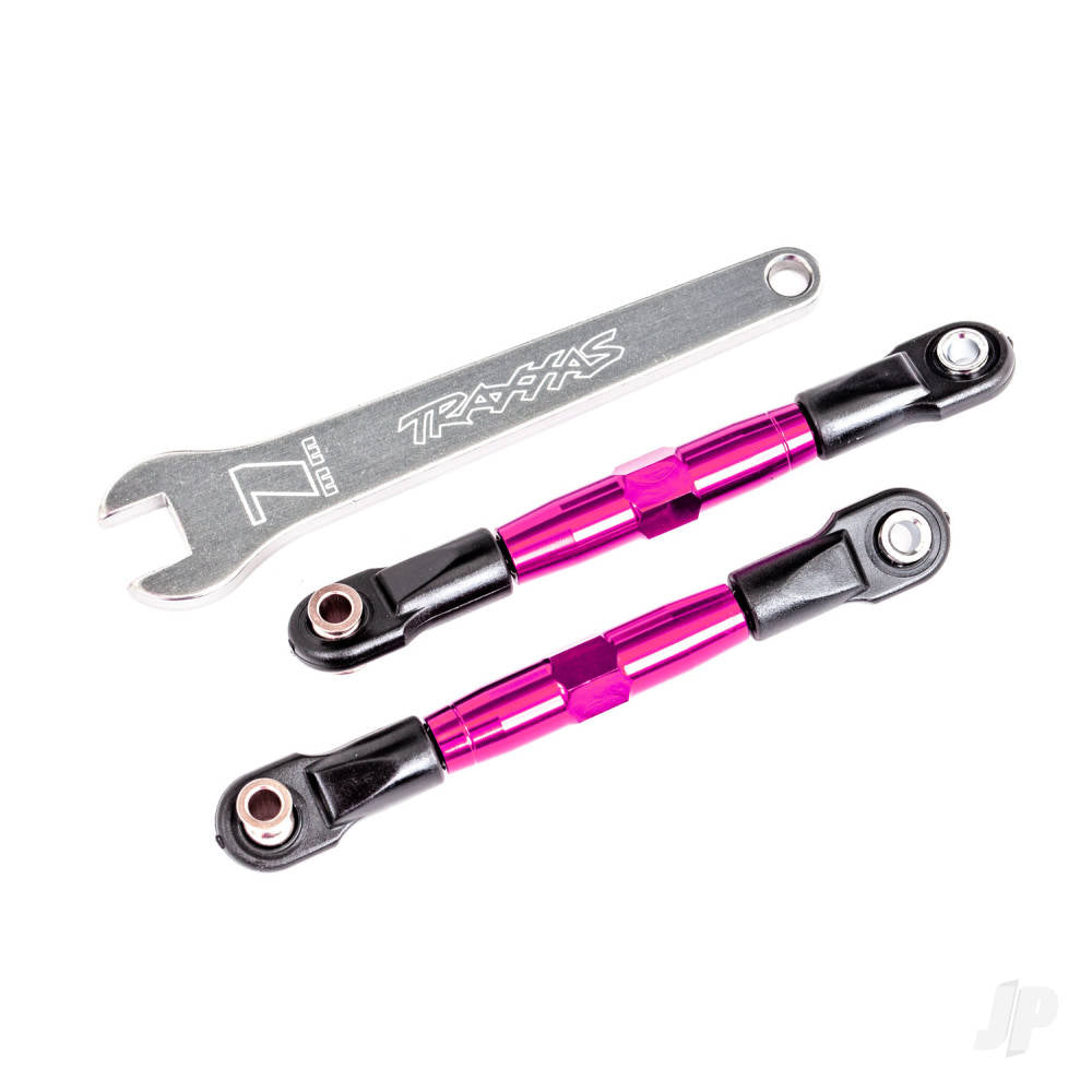 Camber links front (Tubes pink-anodised 7075-T6 aluminium stronger than titanium) (2) (assembled with rod ends and hollow balls)/ aluminium wrench (1) (fits Drag Slash)