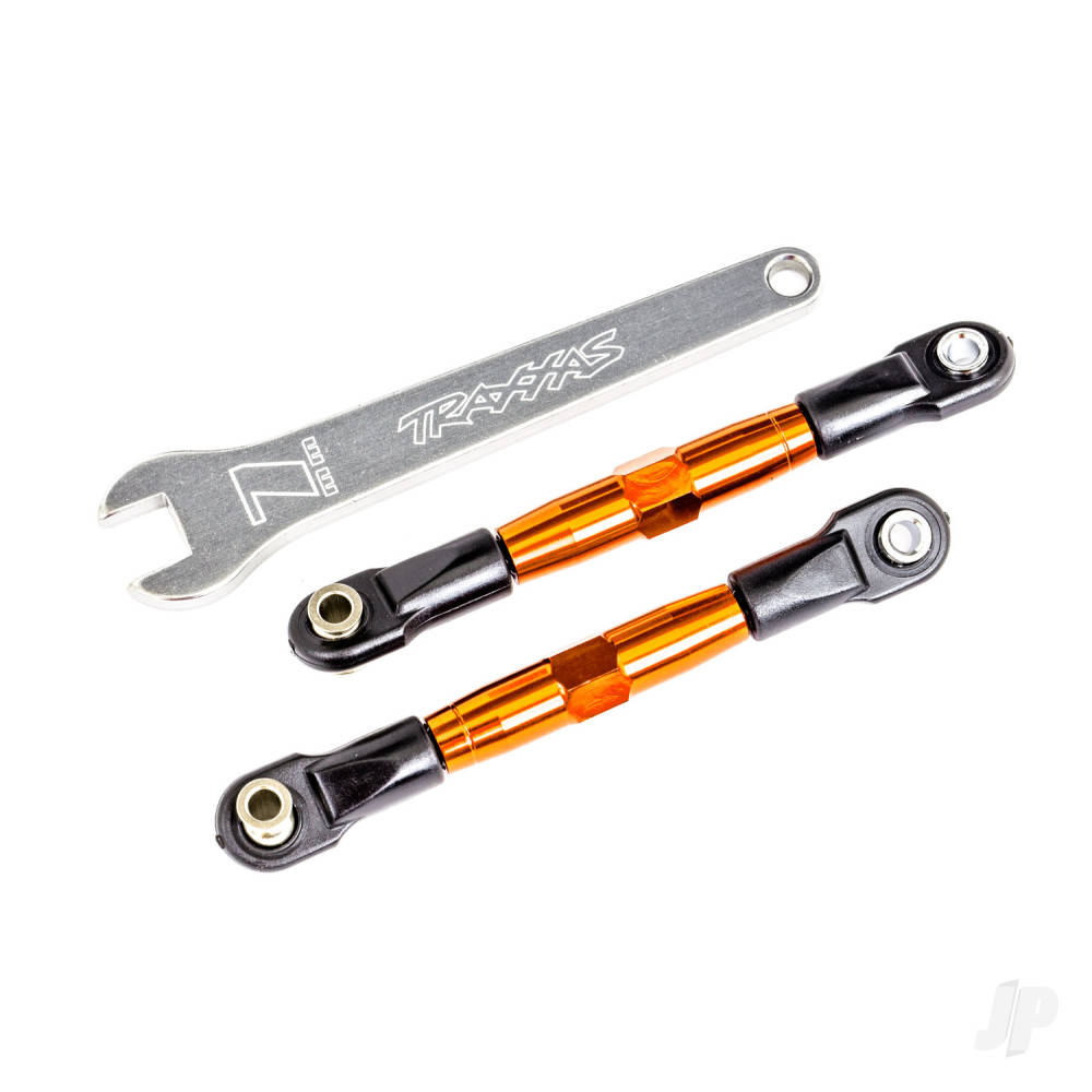 Camber links front (Tubes orange-anodised 7075-T6 aluminium stronger than titanium) (2) (assembled with rod ends and hollow balls)/ aluminium wrench (1) (fits Drag Slash)