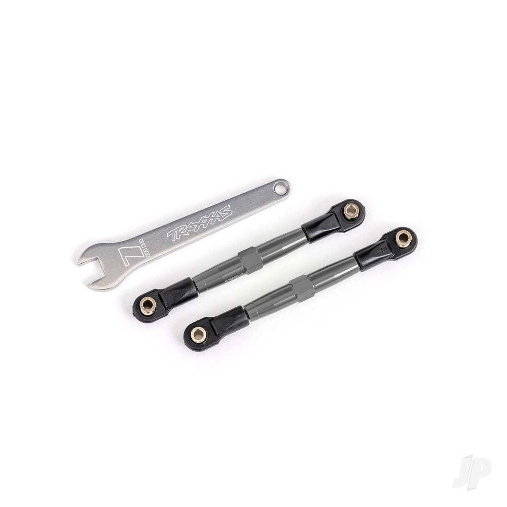 Toe links front (Tubes charcoal gray-anodised 7075-T6 aluminium stronger than titanium) (2) (assembled with rod ends and hollow balls)/ aluminium wrench (1) (fits Drag Slash)