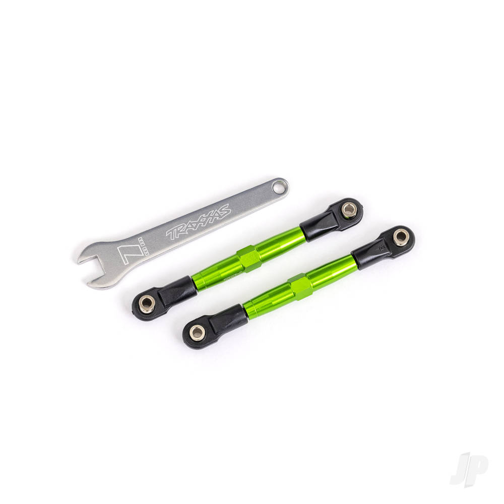 Toe links front (Tubes green-anodised 7075-T6 aluminium stronger than titanium) (2) (assembled with rod ends and hollow balls)/ aluminium wrench (1) (fits Drag Slash)