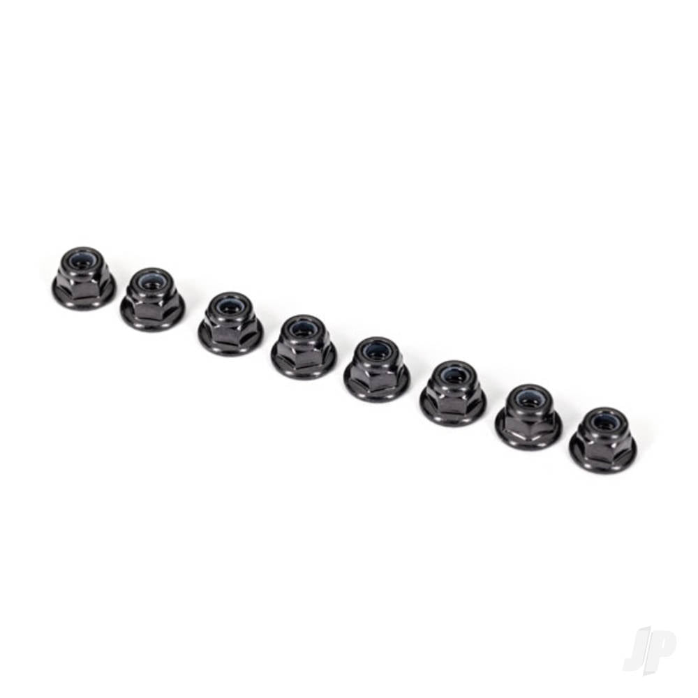 Nuts 3mm nylon locking flanged black (8)