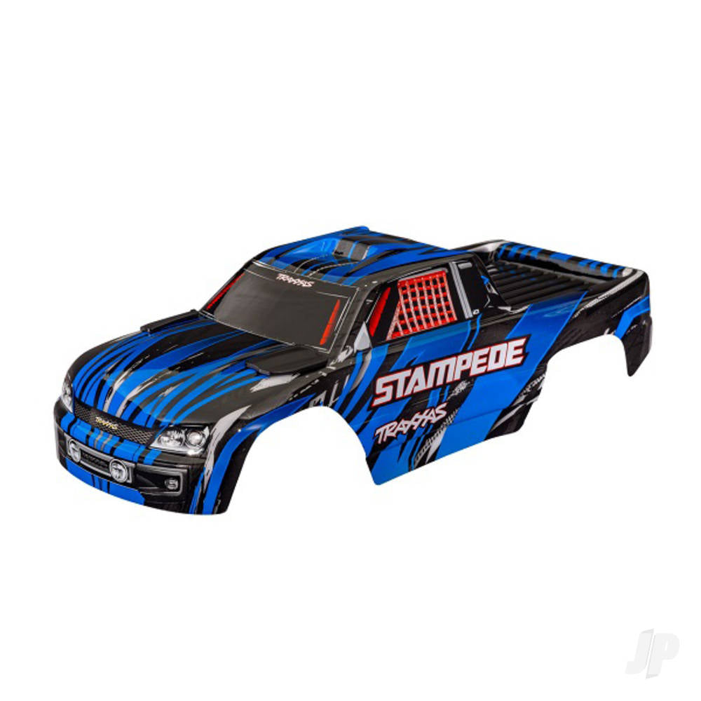 Traxxas Body Stampede (also fits Stampede VXL) Blue (painted decals applied) (assembled with front & rear body mounts for clipless mounting) TRX3620A-BLUE