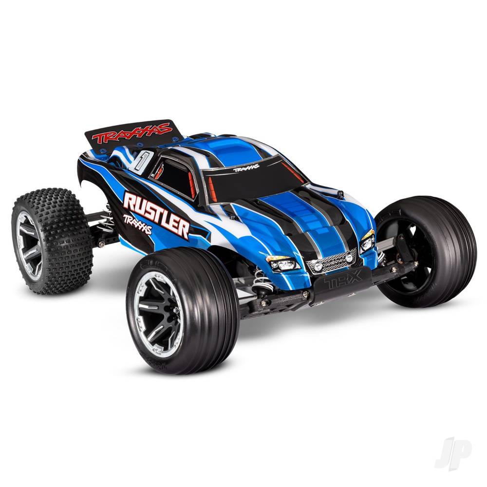 Rustler 1:10 2WD RTR Electric Stadium Truck Blue (+ TQ 2-ch XL-5 Titan 550 7-Cell NiMH USB-C charger)