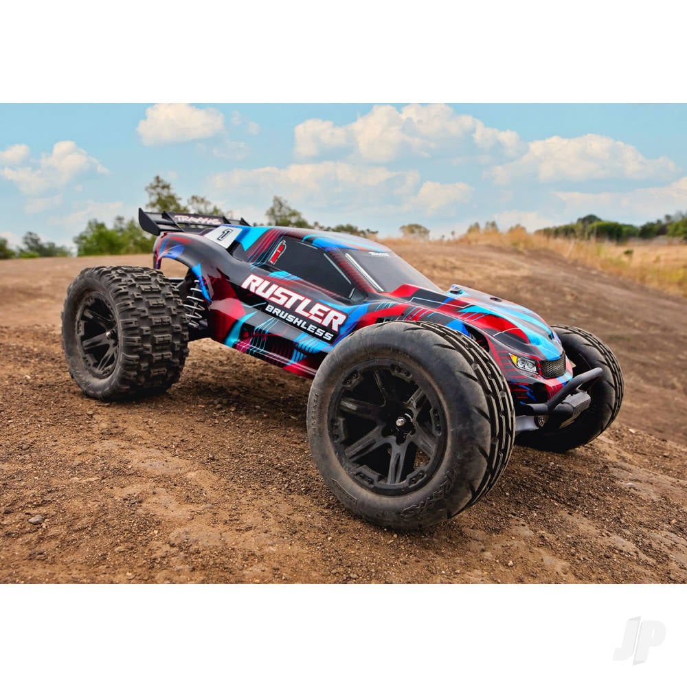 Traxxas Rustler 1:10 2WD RTR Stadium Truck - Red (+ TQi Sport 2-ch - TSM - VX3, Velineon V3200 - Clipless Body)