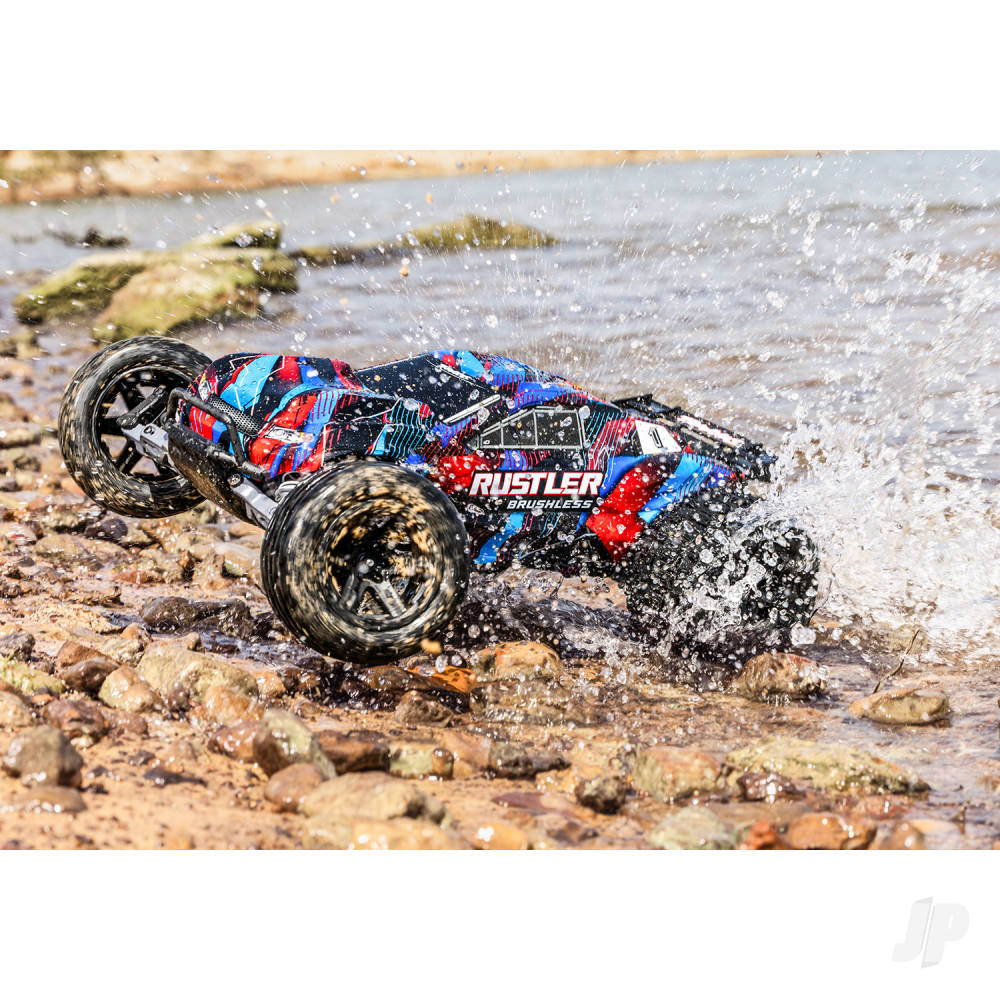 Traxxas Rustler 1:10 2WD RTR Stadium Truck - Red (+ TQi Sport 2-ch - TSM - VX3, Velineon V3200 - Clipless Body)