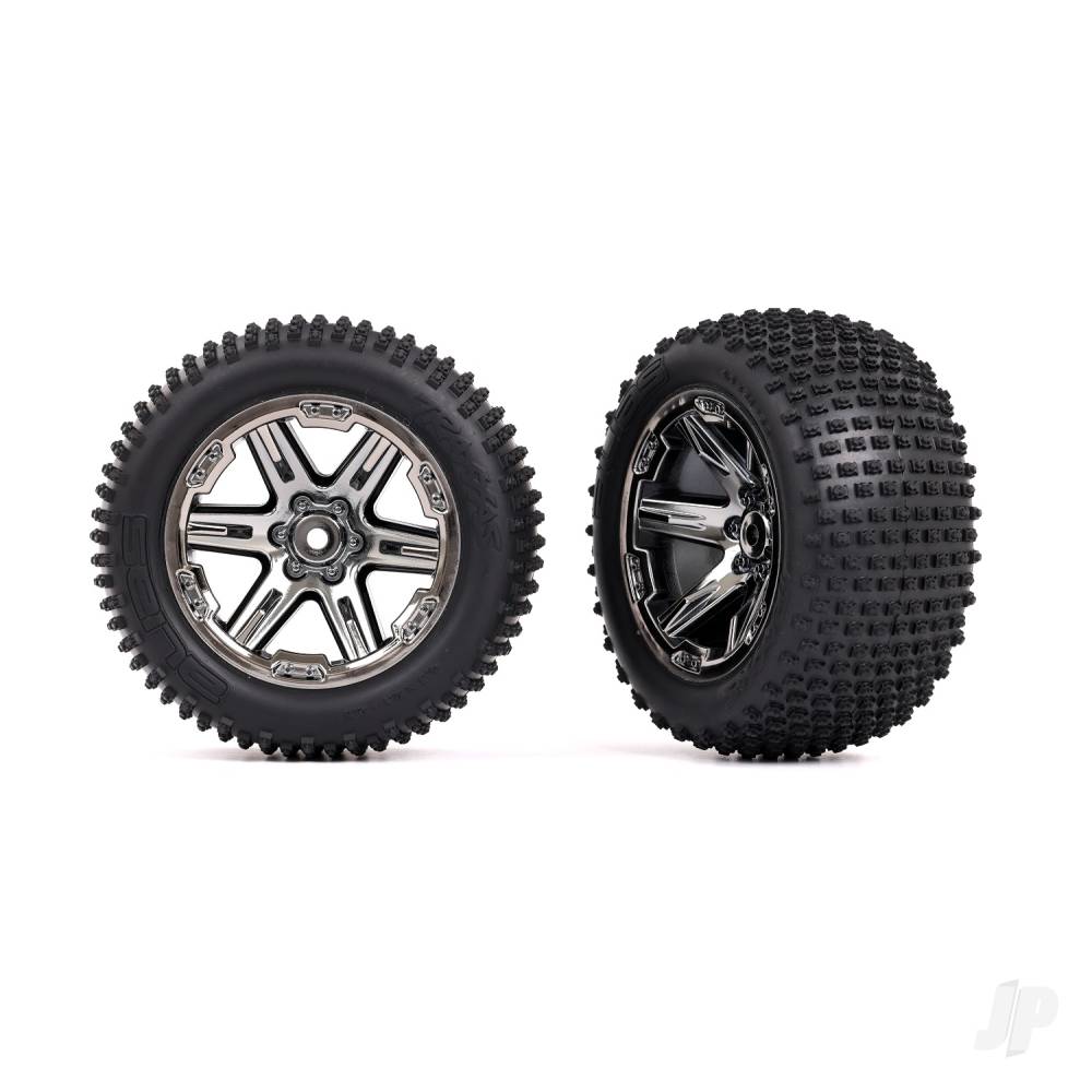 Tyres & wheels assembled glued (2.8in) (RXT black chrome wheels Alias Tyres foam inserts) (2WD electric rear) (2) (TSM rated)