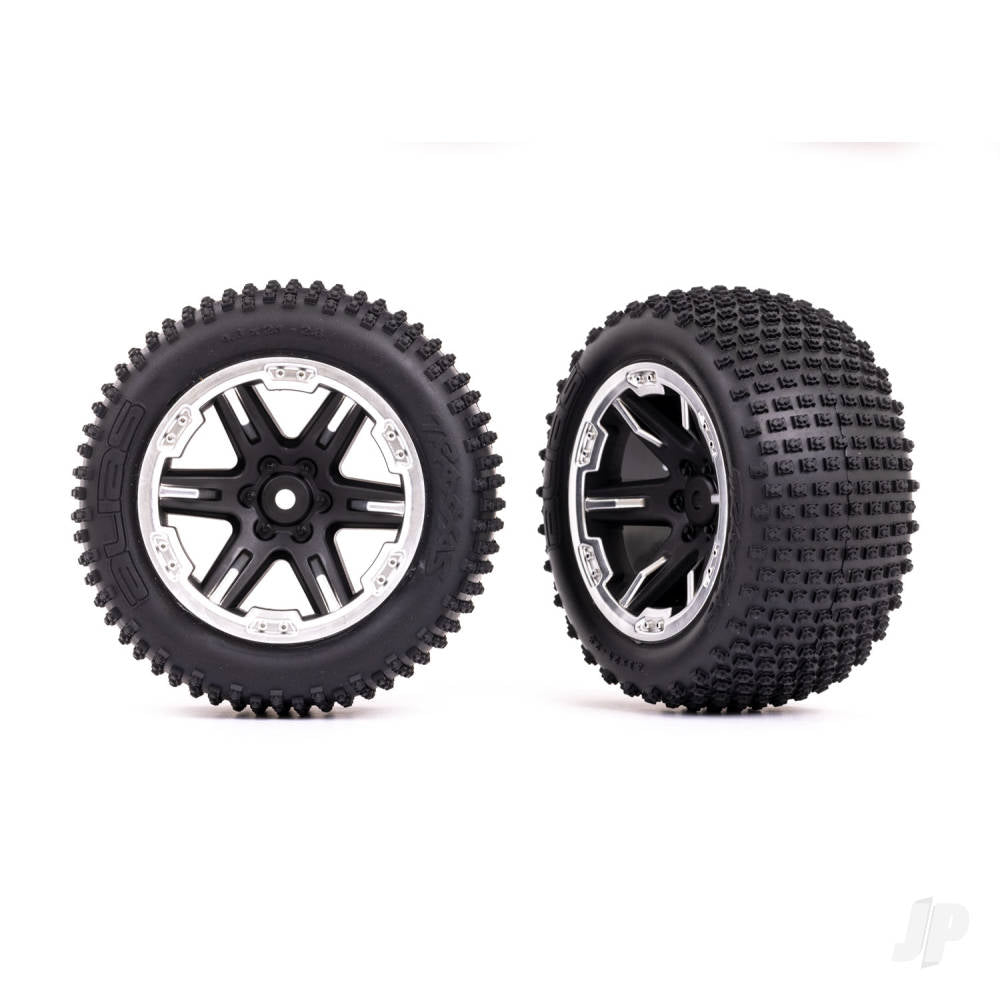 Tyres & wheels assembled glued (2.8in) (RXT black & satin wheels Alias Tyres foam inserts) (2WD electric rear) (2) (TSM rated)