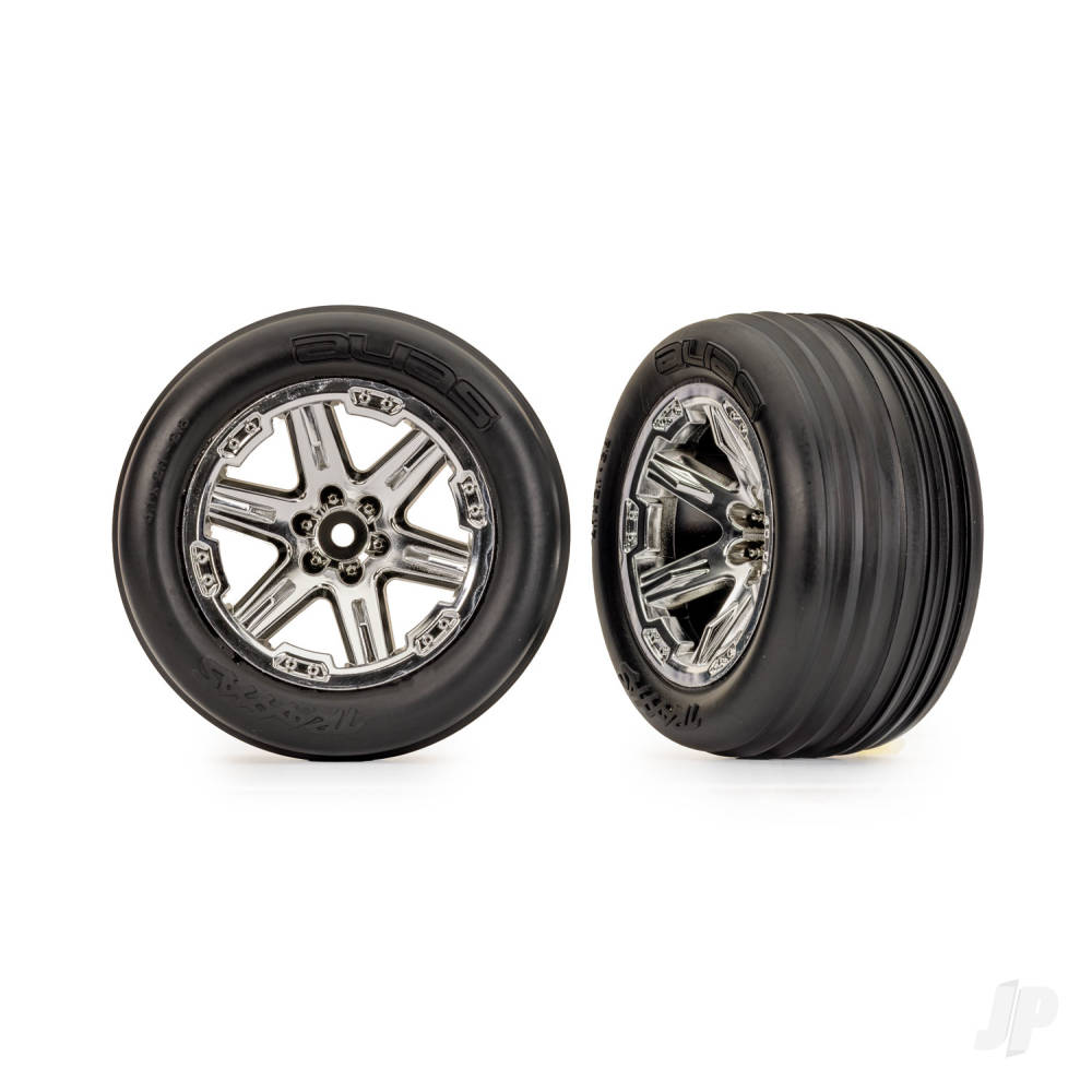 Tyres & wheels assembled glued (2.8) (RXT chrome wheels ribbed tyres foam inserts) (electric front) (2)