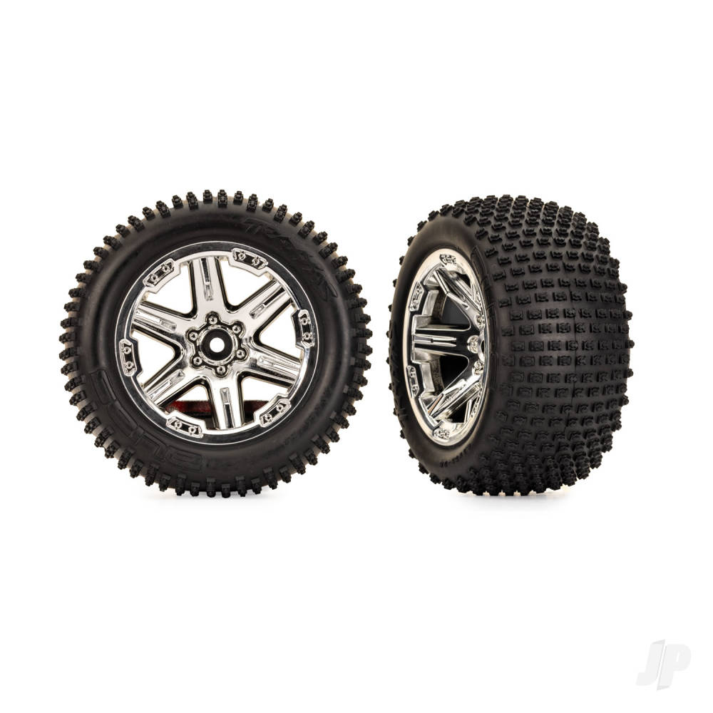 Tyres & wheels assembled glued (2.8) (RXT chrome wheels Alias tyres foam inserts) (2WD electric rear) (2) (TSM rated)