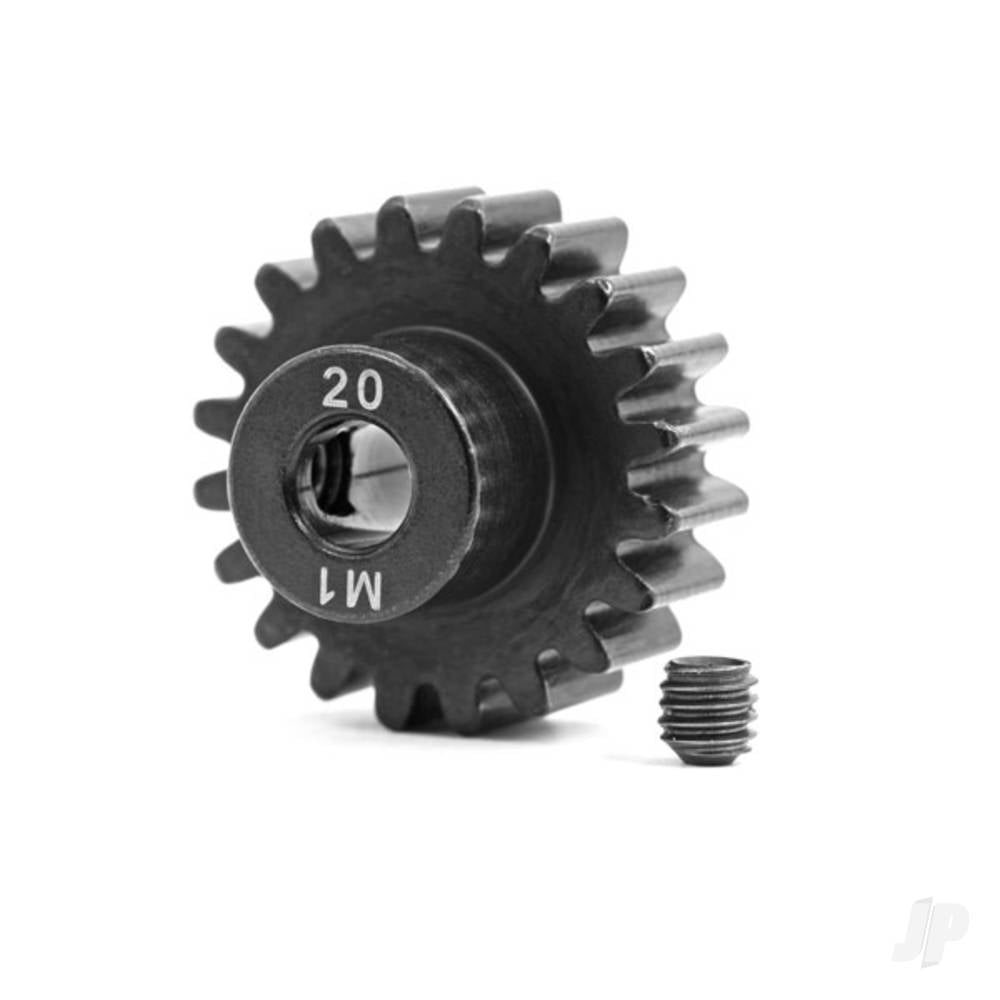 Gear 20-T pinion (machined hardened steel) (1.0 metric pitch) (fits 5mm shaft)/ set screw