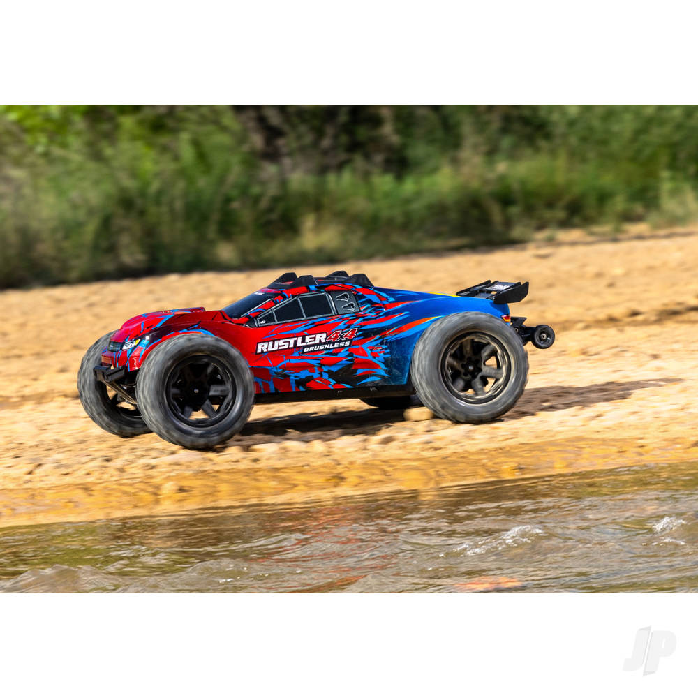 Traxxas Rustler 1:10 4WD RTR Stadium Truck, -Red (+ TQi Sport 2-ch - TSM - VX3 - Velineon V3200 - Clipless Body)