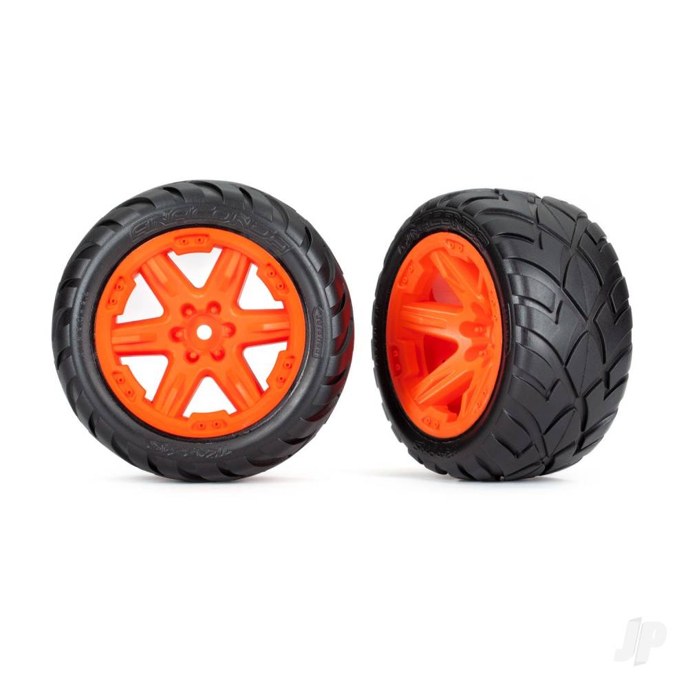 Tyres & wheels assembled glued (2.8in) (RXT orange wheels Anaconda tyres foam inserts) (4WD electric front/rear 2WD electric front only) (2) (TSM rated)