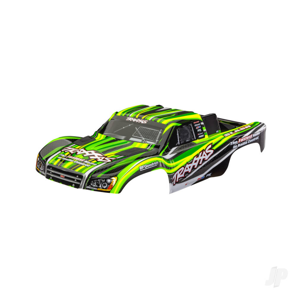 Body Slash 4X4 (also fits Slash VXL & Slash 2WD) Green (painted decals applied) (assembled with front & rear latches for clipless mounting)