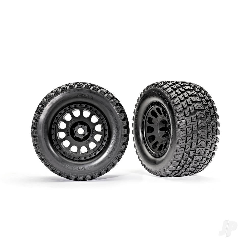 Tyres & wheels assembled glued (XRT Race black wheels Gravix Tyres foam inserts) (left & right)