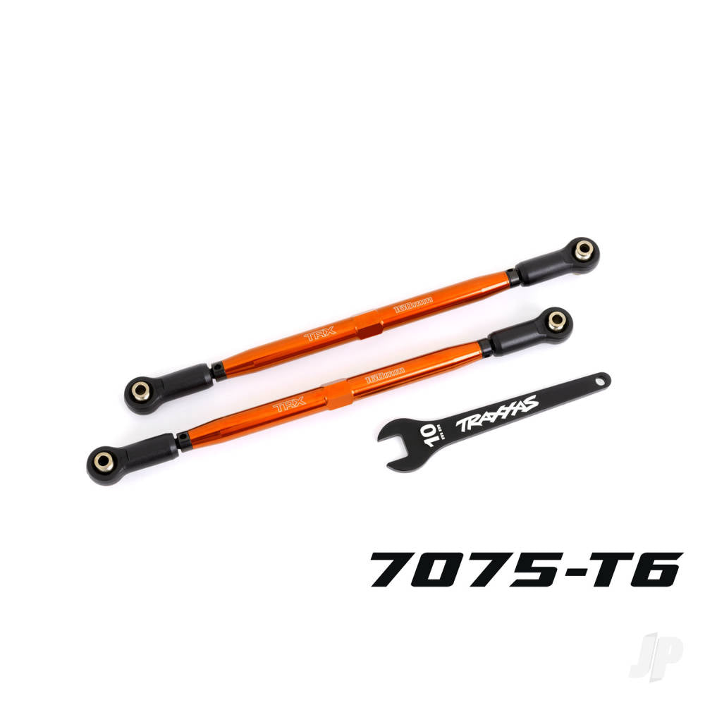 Toe links front (Tubes orange-anodised 7075-T6 aluminium stronger than titanium) (2) (for use with #7895 X-Maxx WideMaxx suspension kit)