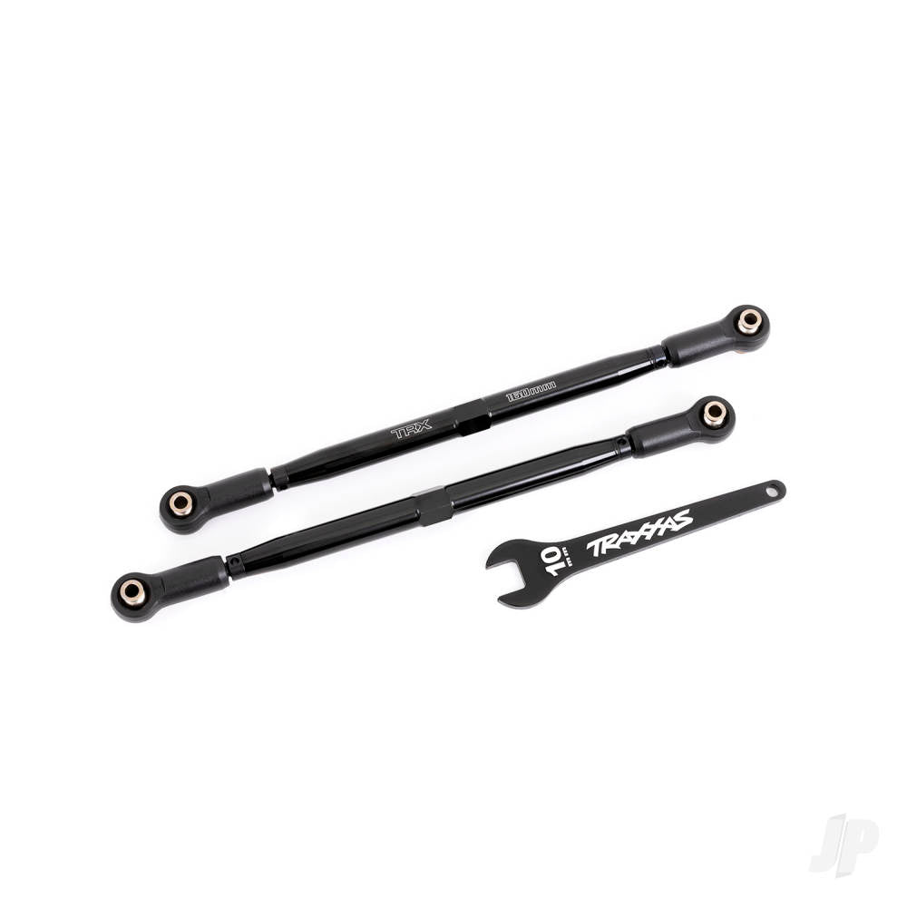Toe links front (Tubes black-anodised 6061-T6 aluminium) (2) (for use with #7895 X-Maxx WideMaxx suspension kit)