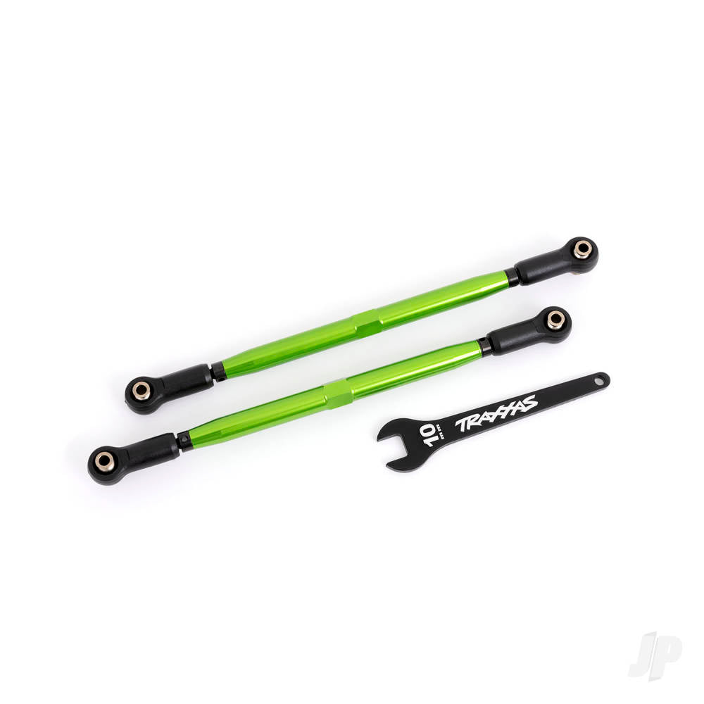 Toe links front (Tubes green-anodised 6061-T6 aluminium) (2) (for use with #7895 X-Maxx WideMaxx suspension kit)