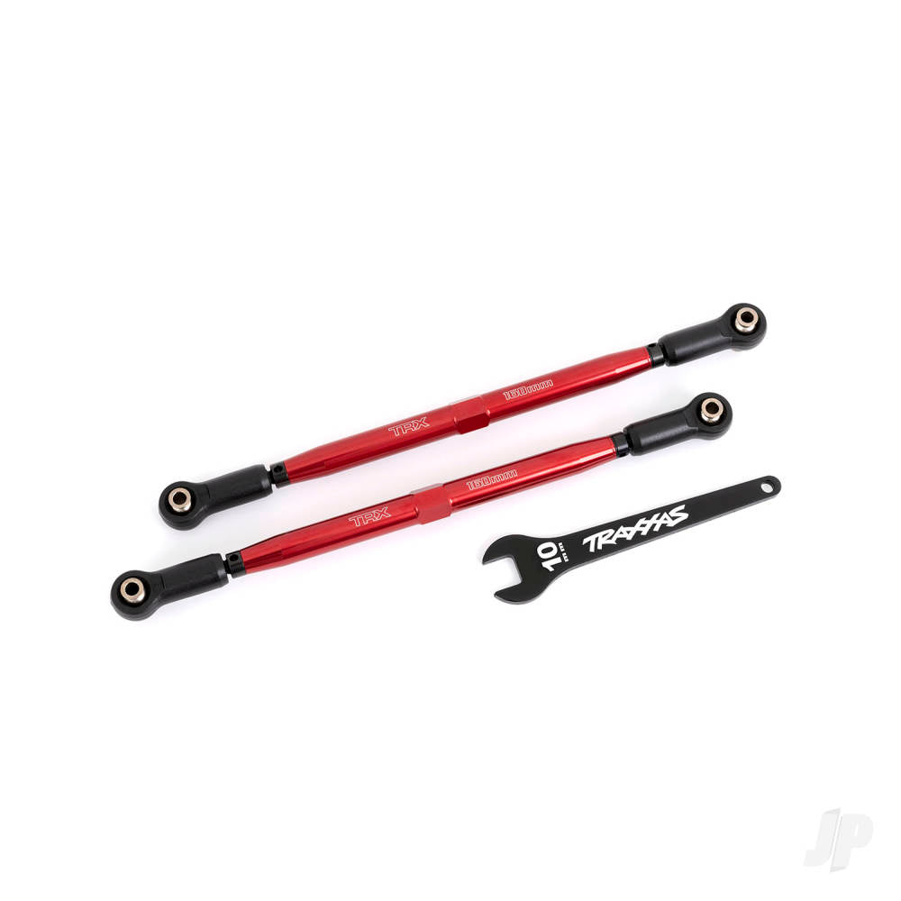 Toe links front (Tubes red-anodised 6061-T6 aluminium) (2) (for use with #7895 X-Maxx WideMaxx suspension kit)