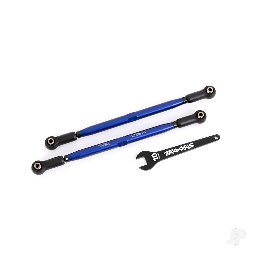 Toe links front (Tubes blue-anodised 6061-T6 aluminium) (2) (for use with #7895 X-Maxx WideMaxx suspension kit)