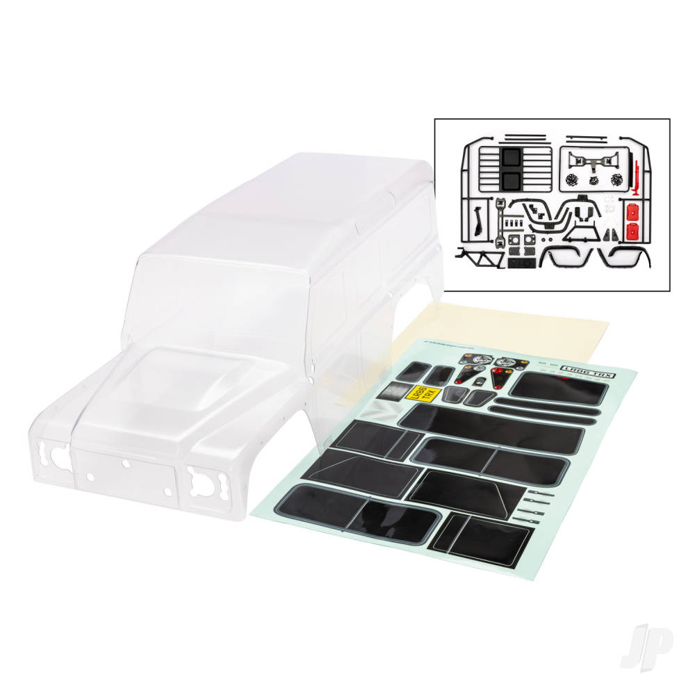 Body Land Rover Defender Clear (trimmed requires painting) (complete with ExoCage fuel canisters jack spare tyre mount & clipless mounting)