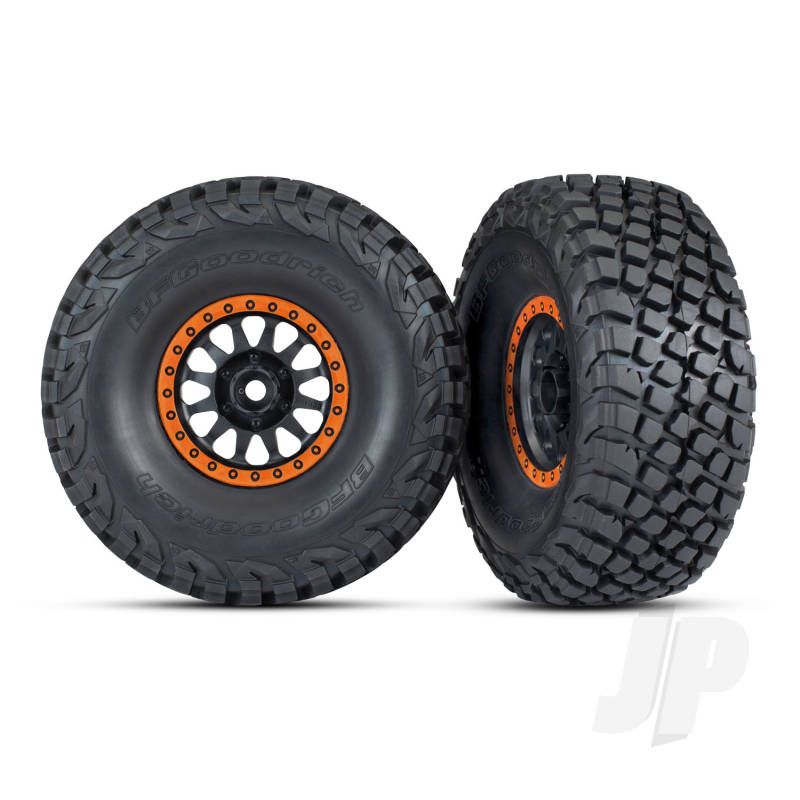 Traxxas Tyres & wheels assembled glued (Method Race Wheels black with orange beadlock BFGoodrich Baja KR3 tyres) (2)