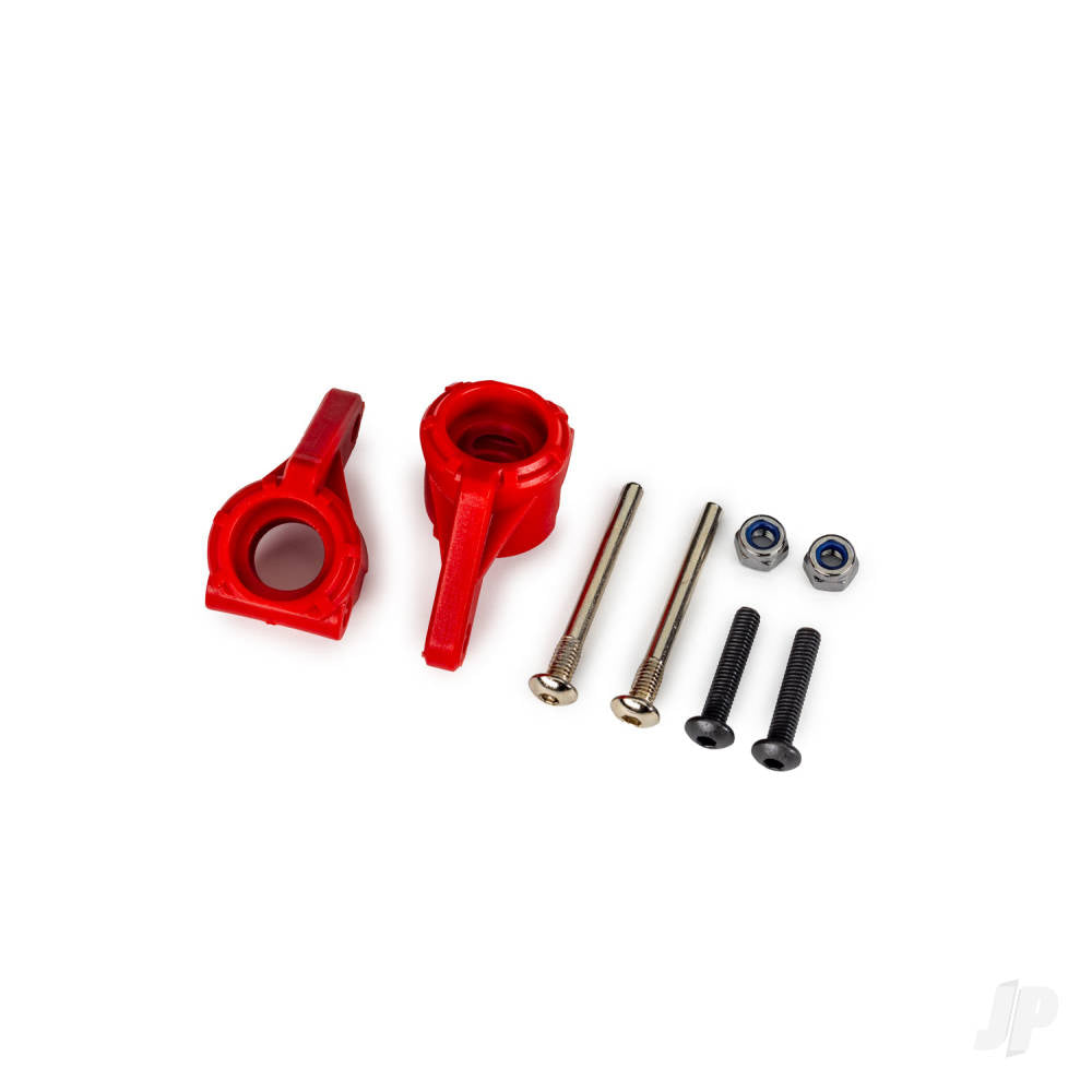 Steering blocks extreme heavy duty red (left & right)/ 3x26mm hinge pins (2)/ 3x15mm BCS (2) (for use with #9180 9181 9182 upgrade kit)