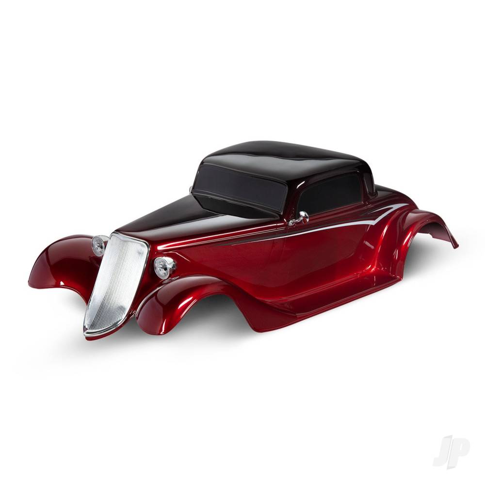 Body Factory Five 33 Hot Rod Coupe complete (red) (painted decals applied) (includes front grille side mirrors headlights tail lights foam pads)