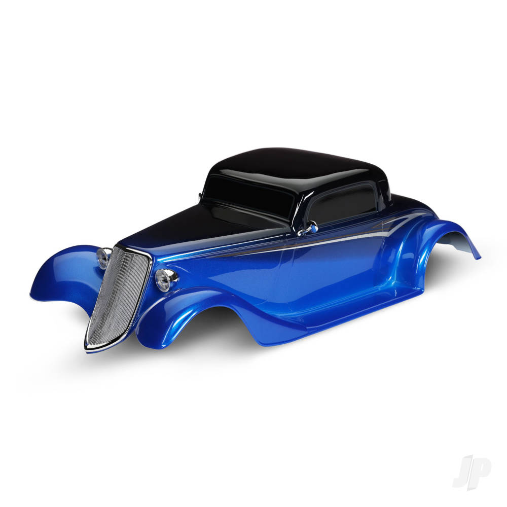 Body Factory Five 33 Hot Rod Coupe complete (blue) (painted decals applied) (includes front grille side mirrors headlights tail lights foam pads)