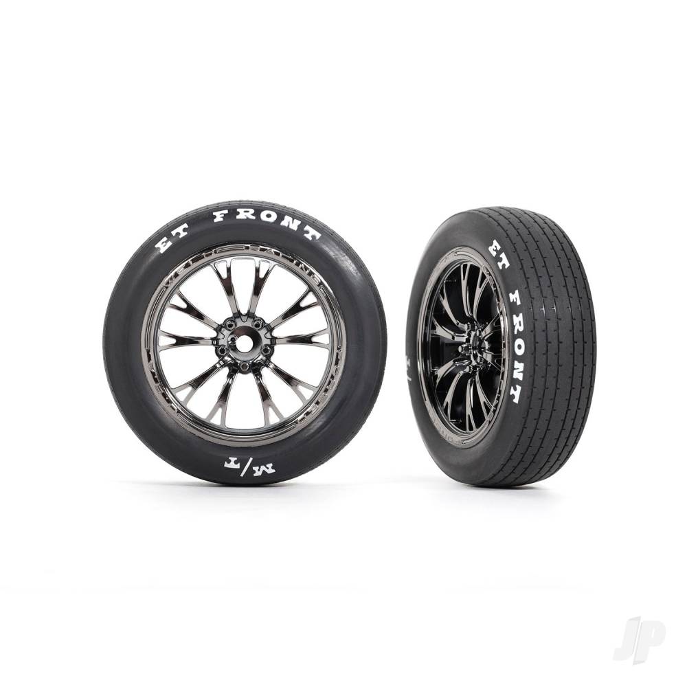 Tyres & wheels assembled glued (Weld black chrome wheels tyres foam inserts) (front) (2)