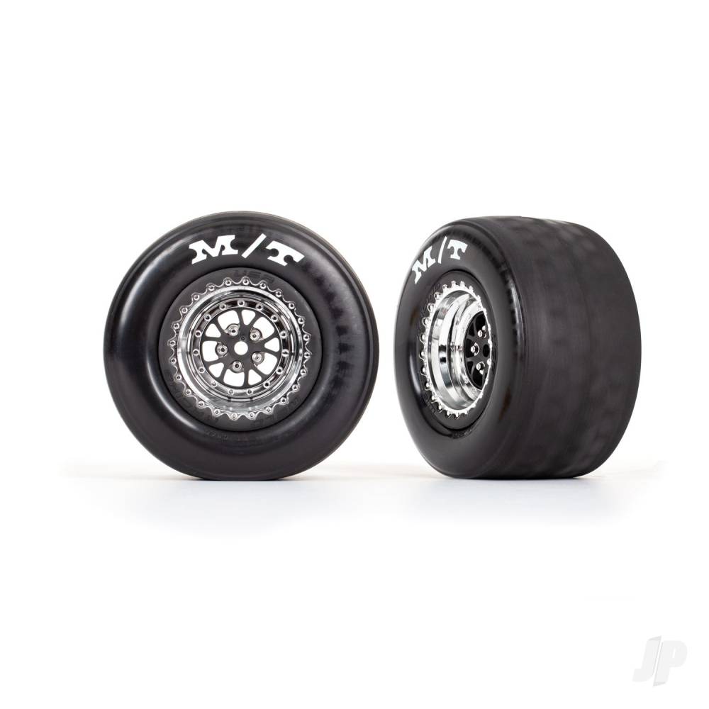 Tyres & wheels assembled glued (Weld chrome with black wheels tyres foam inserts) (rear) (2)
