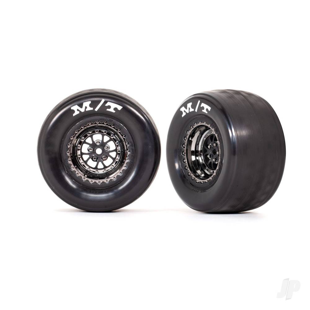 Tyres & wheels assembled glued (Weld black chrome wheels tyres foam inserts) (rear) (2)