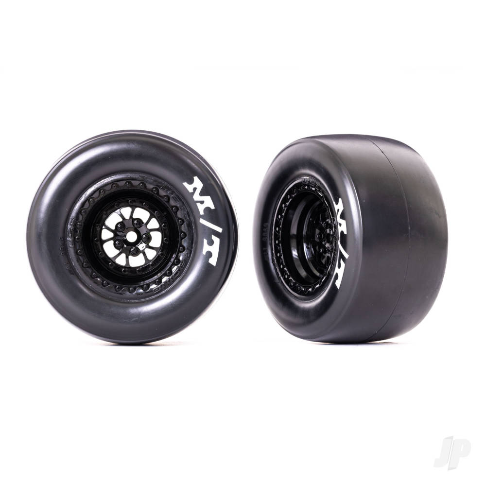 Tyres & wheels assembled glued (Weld glossy black wheels Mickey Thompson Drag Slicks sticky compound foam inserts) (rear) (2)