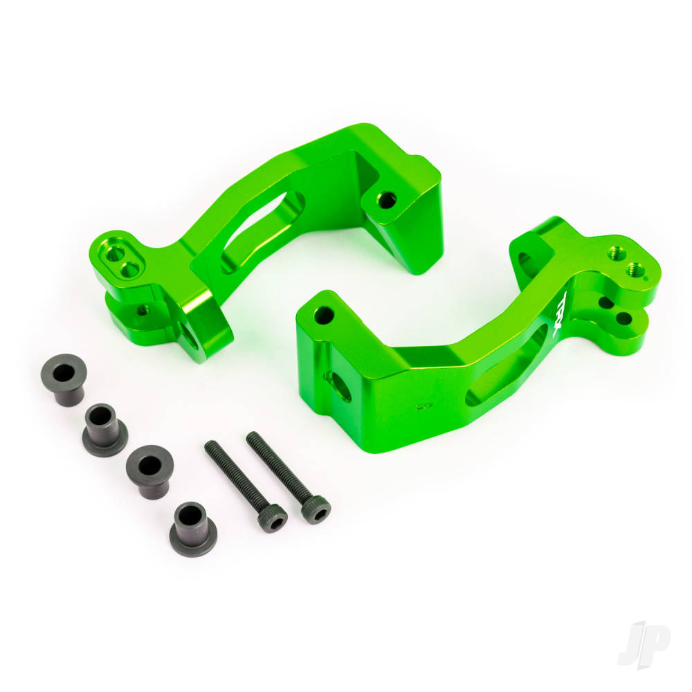 Caster blocks (c-hubs) 6061-T6 aluminium (green-anodised) left & right/ kingpin bushings (4)