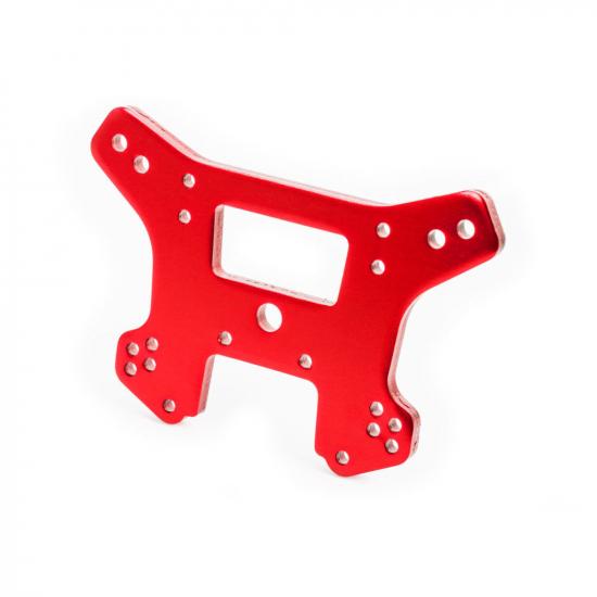 Shock tower front 6061-T6 aluminium (red-anodised)/ 3x15mm BCS (with threadlock) (2)