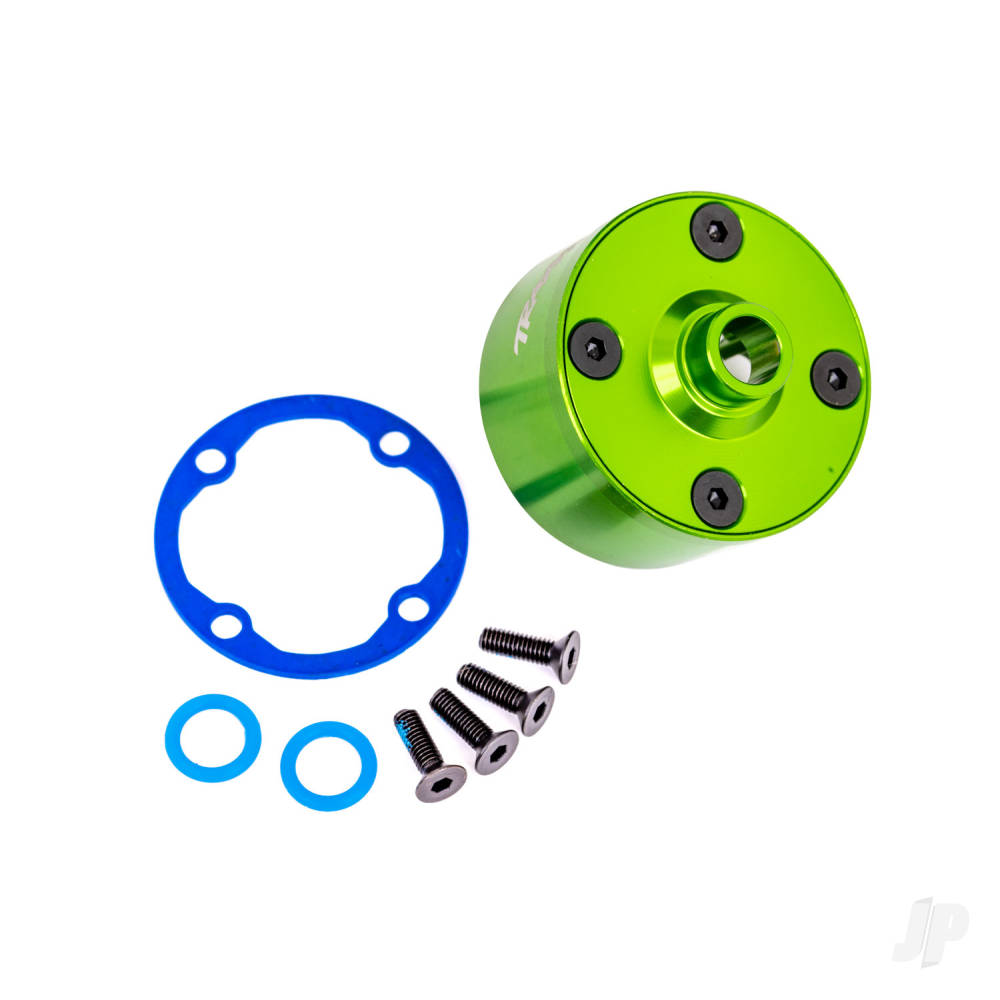 Carrier differential (aluminium green-anodised)/ differential bushing/ ring gear gasket/ 3x10mm CCS (4)