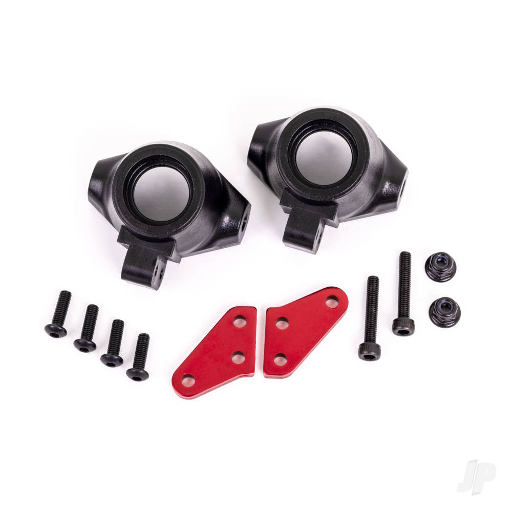 Steering block arms (aluminium red-anodised) (2) / steering blocks left & right