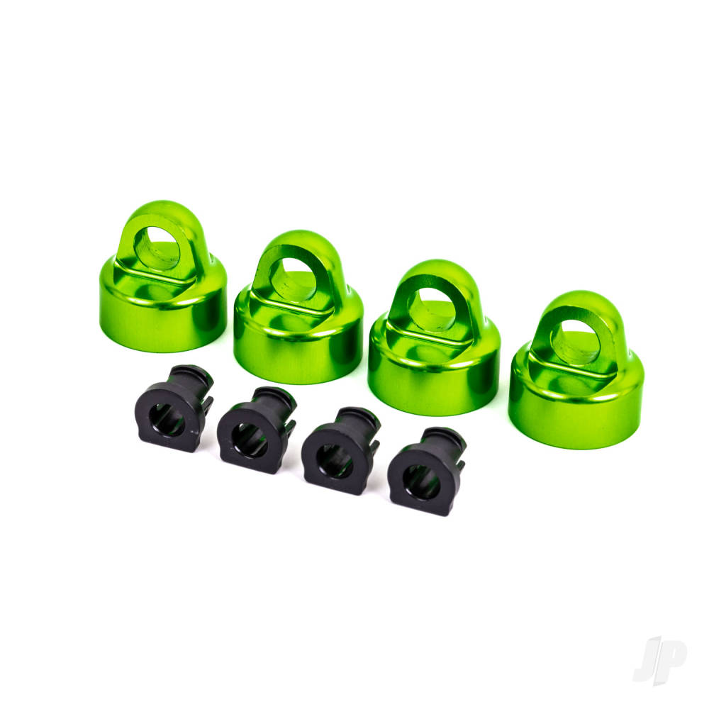 Shock caps aluminium (green-anodised) GT-Maxx shocks (4) / spacers (4) (for Sledge)