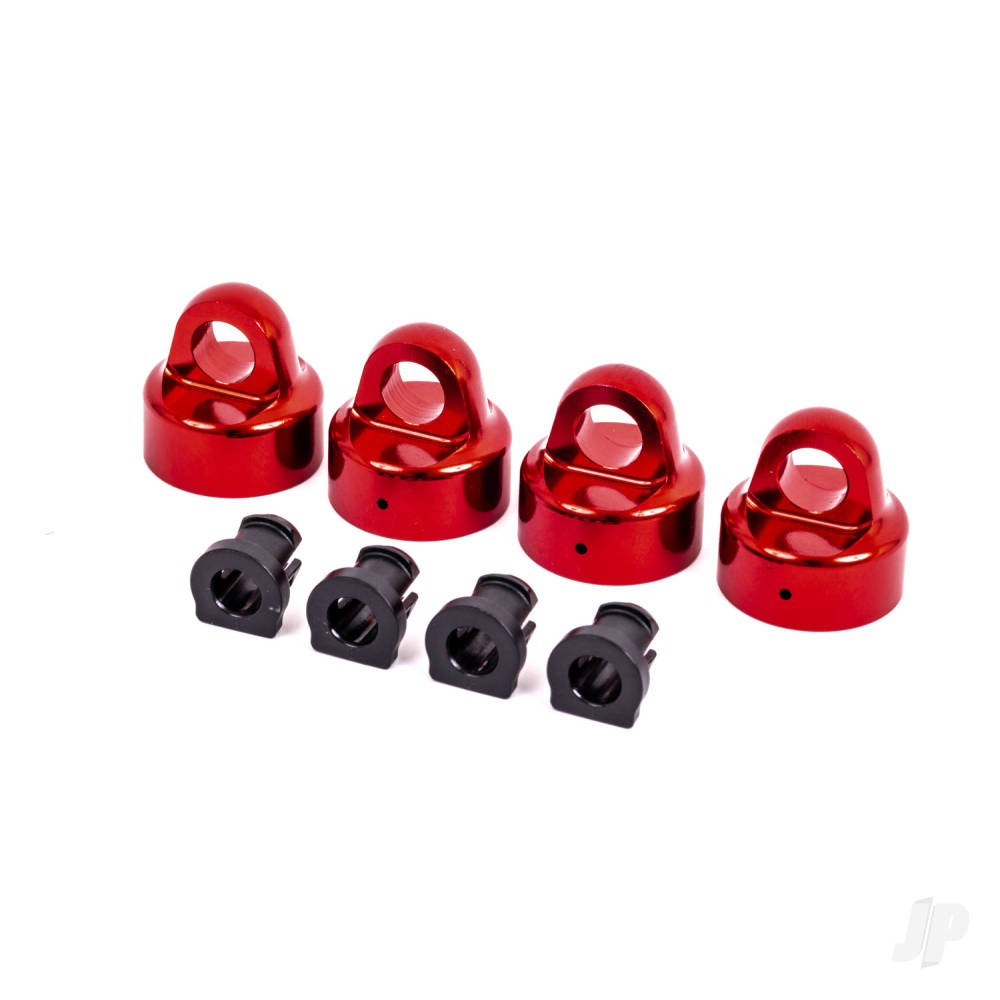 Shock caps aluminium (red-anodised) GT-Maxx shocks (4) / spacers (4) (for Sledge)